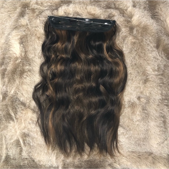 KooKaStyle Balayage Dark Brown to Chestnut Halo Synthetic Clip-in Hair Extension - Picture 3 of 5